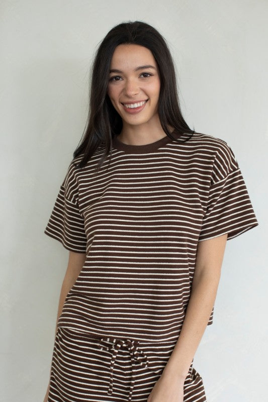 Striped T Shirt - Brown