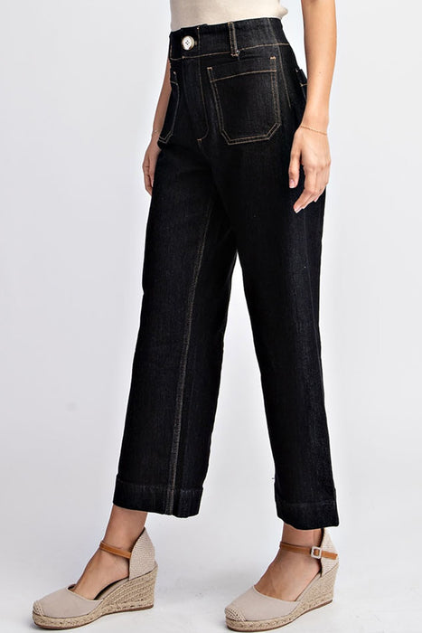 Cropped Straight Leg Black - Denim