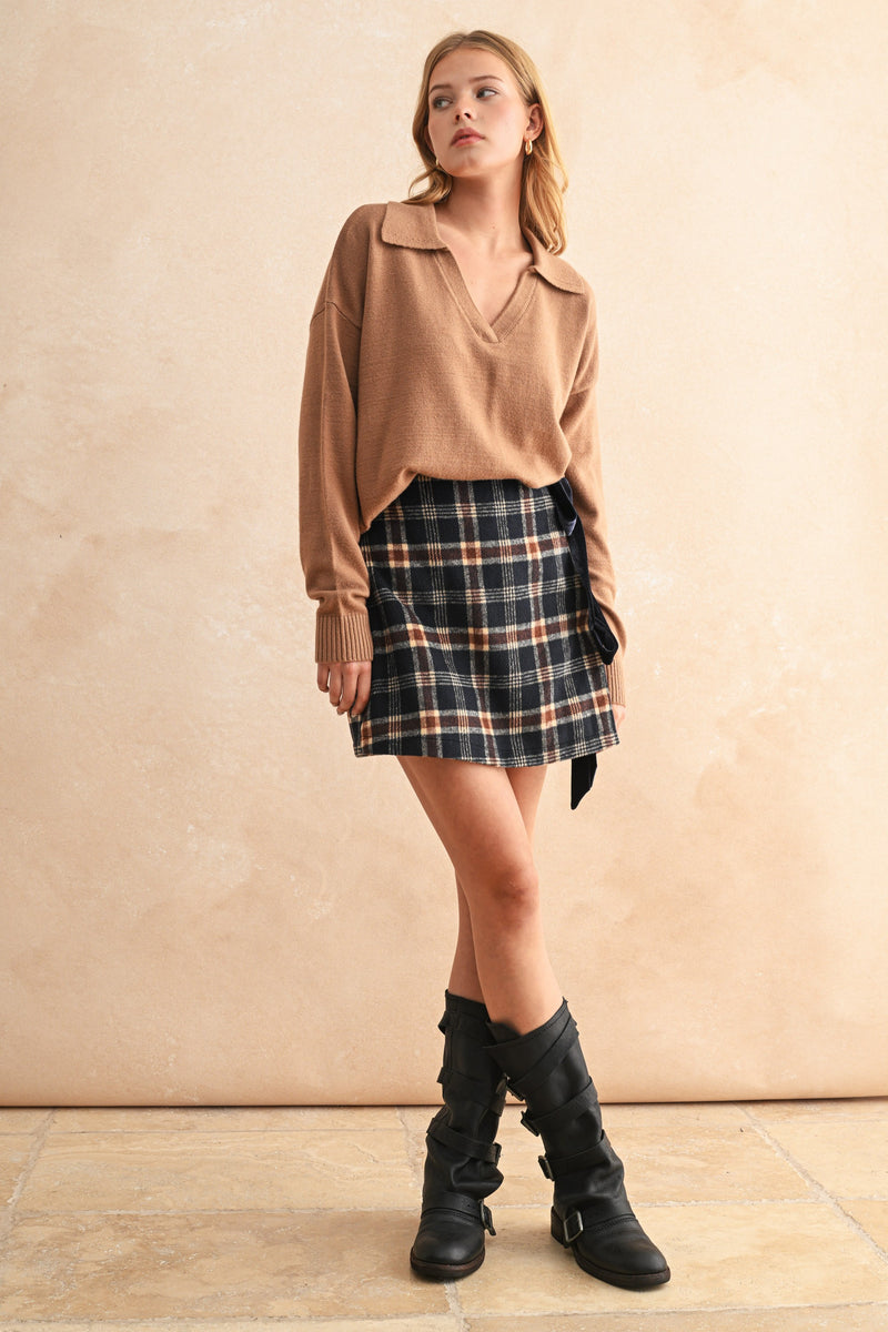 Soft Sweater With Collar - Espresso