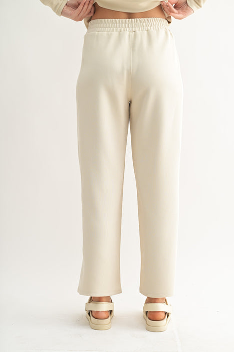 Sand Wash Rib Wide-Leg Pants - Natural