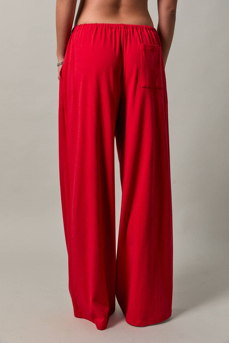 Wide Leg Pants - Red