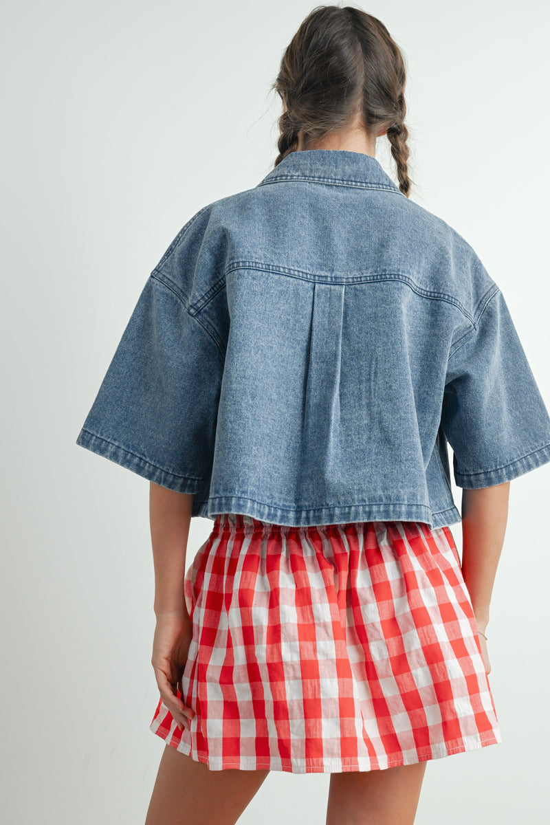 Short Sleeve Denim Button Up