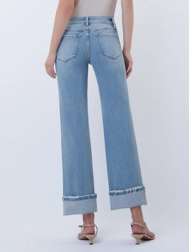 Lovervet • Med Rise Slim Wide Jeans - Energetic