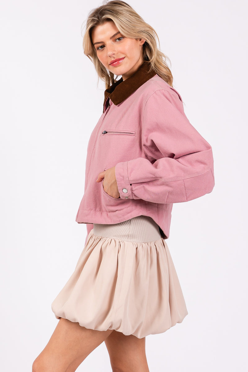 Color Work Jacket Mauve