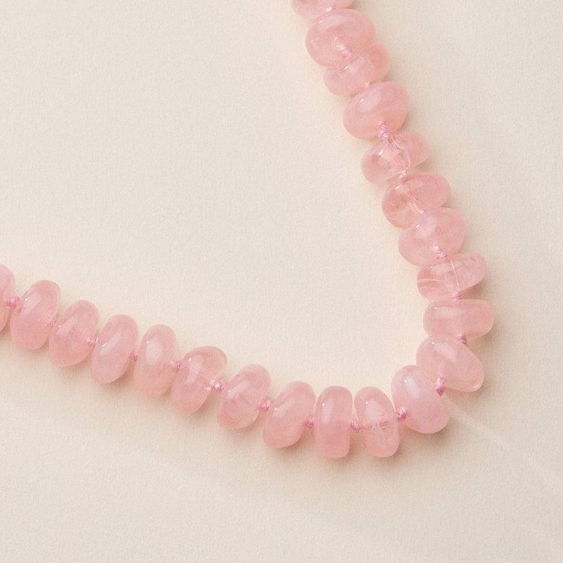 Resin Beaded Chunky Necklace - Pink