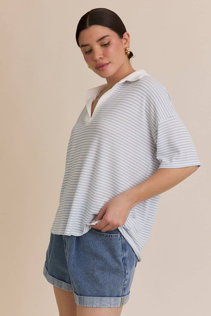 Striped Boxy Polo