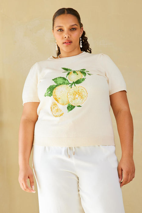 Lemon Intarsia Sweater - Ivory & Lemon