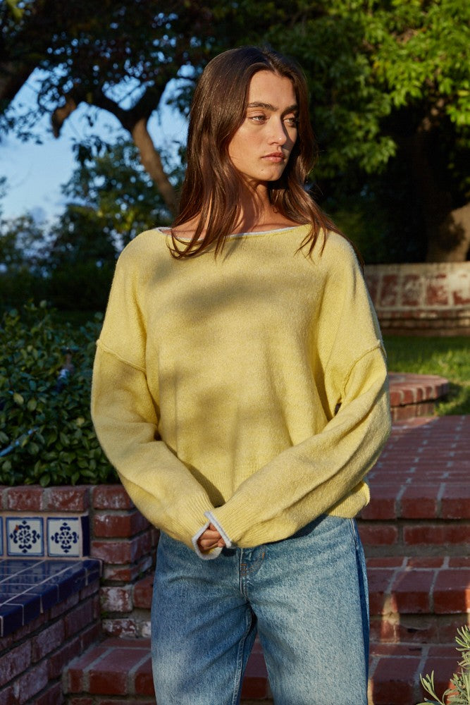 Sweater - Yellow w/ Blue Collar