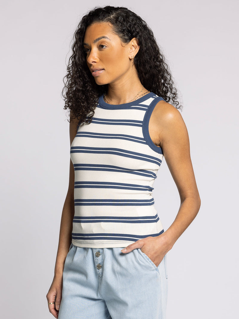 Thread & Supply • Ellen Tank - White & Indigo