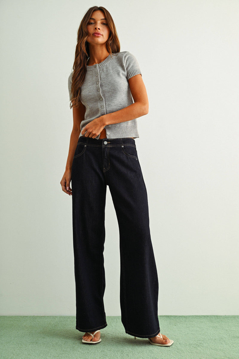 Just Black Denim • Classic Stretch Wide Leg Jeans - Rinse
