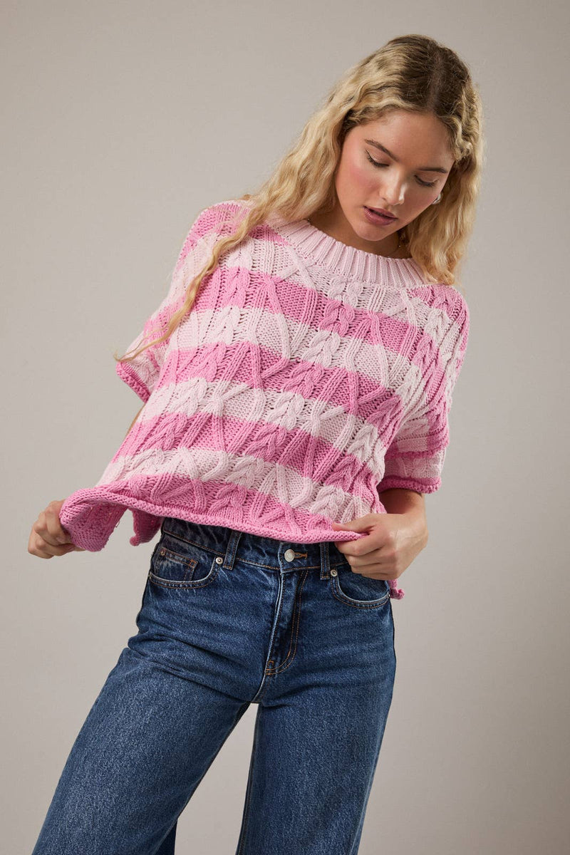 Striped Sweater - Light Pink