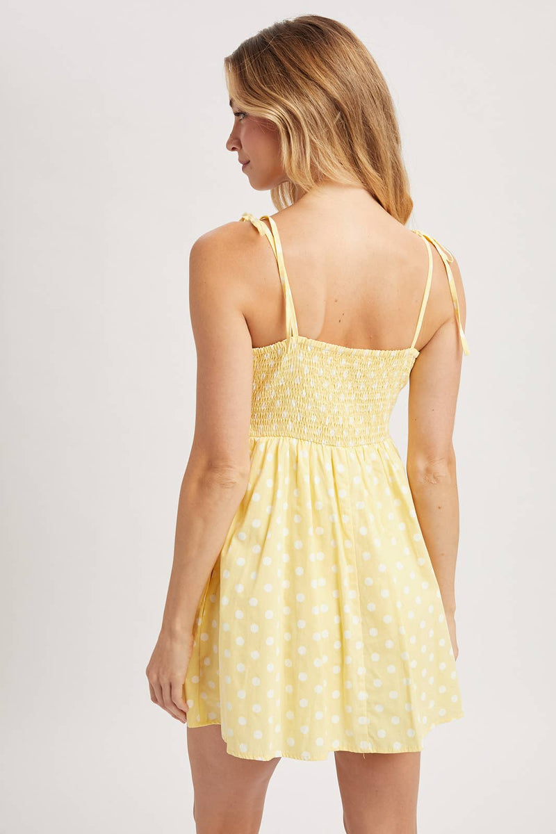 Polka Dot Mini Dress - Lemon