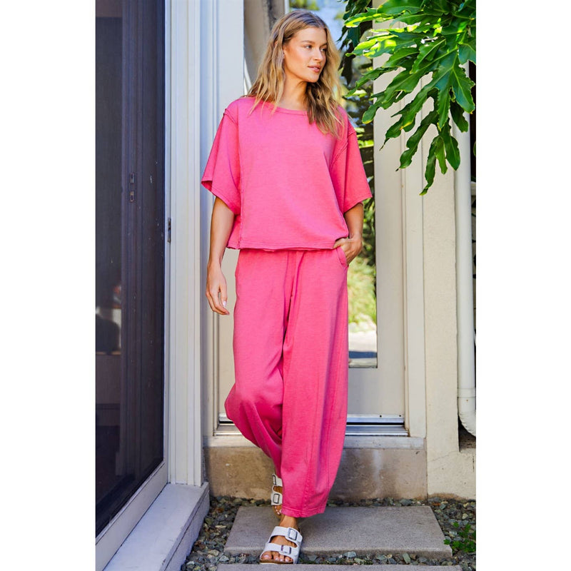 Mineral Washed Oversized Tee - Strawberry