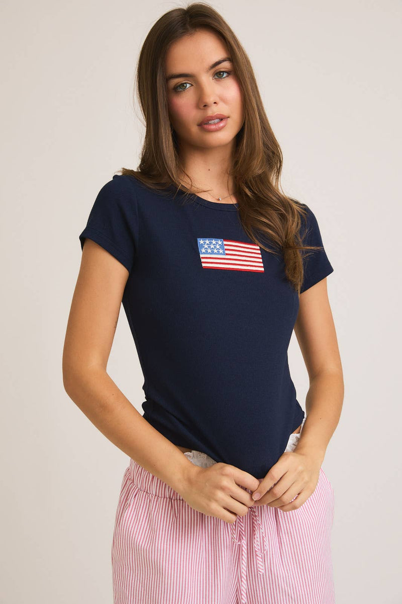 American Flag Tee - Navy
