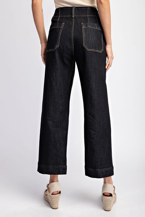 Cropped Straight Leg Black - Denim