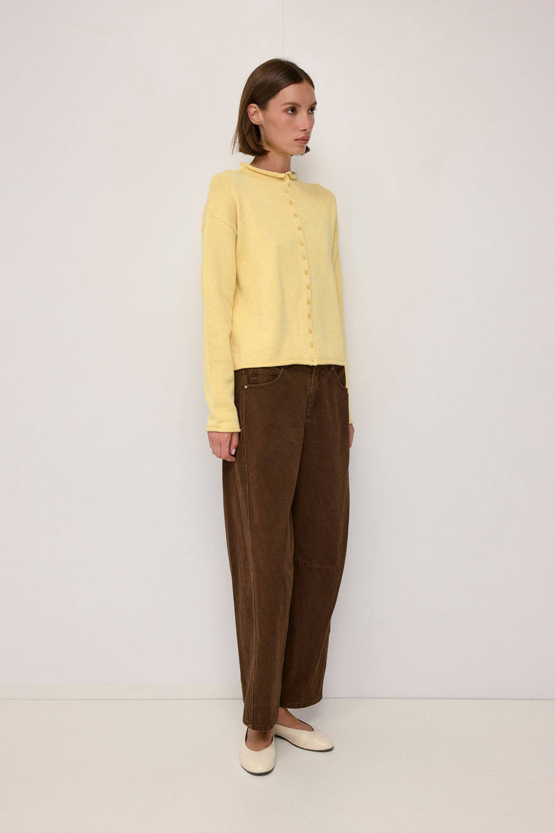 The Marlo Cardigan | Raw Hem Button-Down Cardigan - Yellow