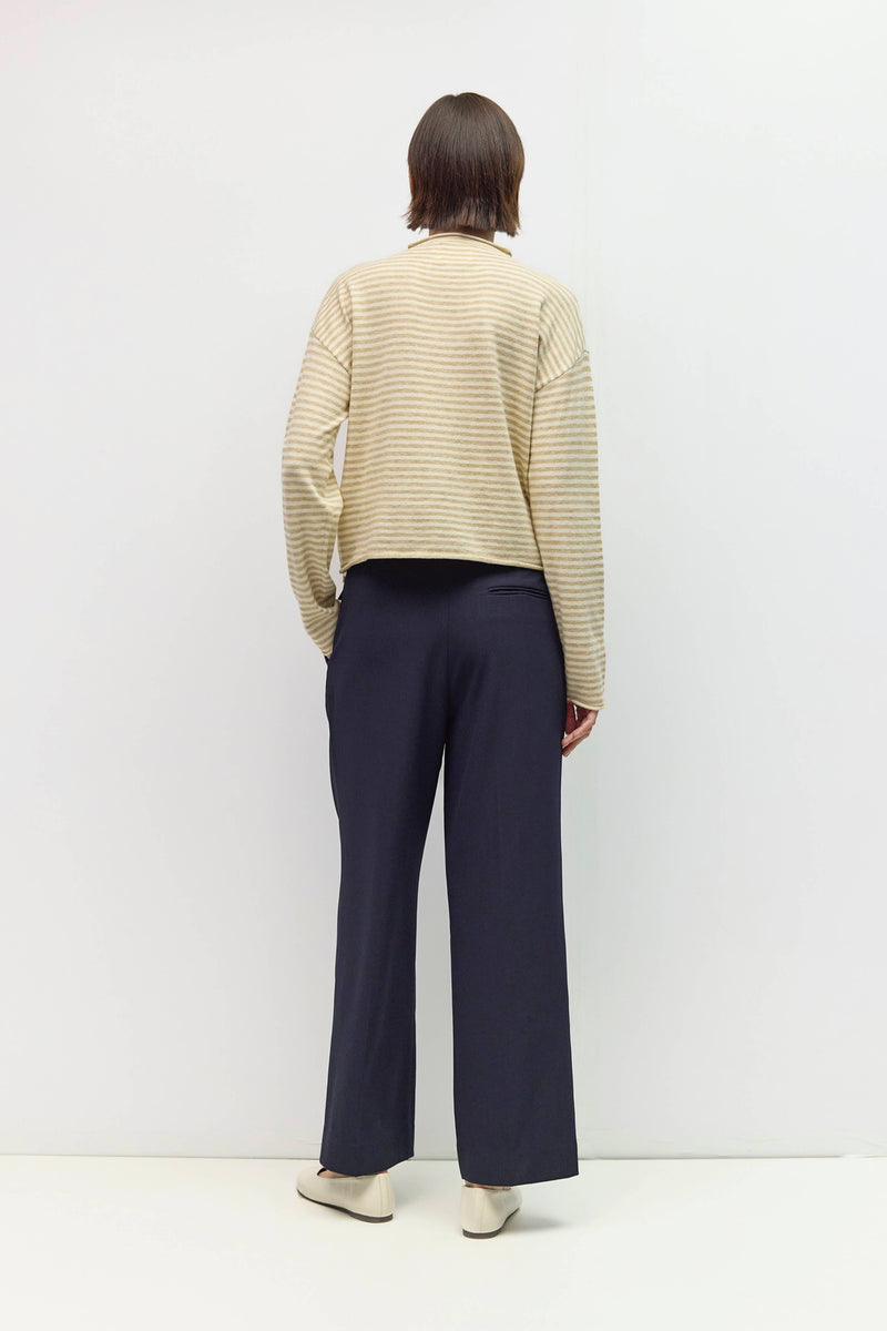 The Elisa Cardigan | Striped Button-Down Cardigan - Beige & Cream