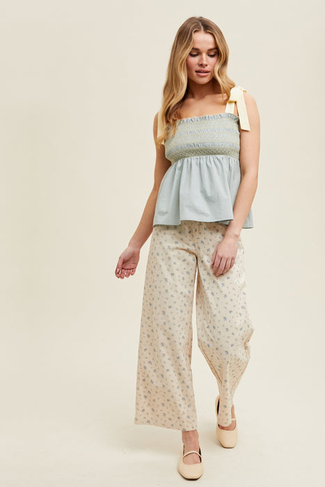 Babydoll Cami - Dusty Sage & Light Lemon