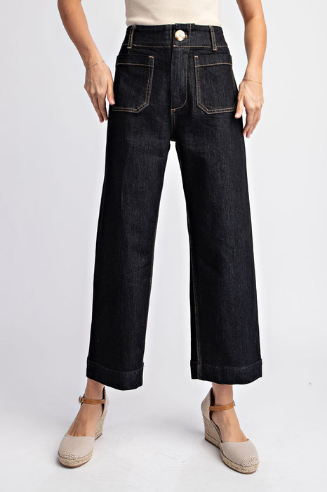 Cropped Straight Leg Black - Denim
