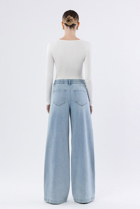 Flying Monkey • Super High Rise Drawcord Wide Leg Jeans - Richness