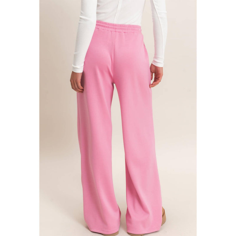 Drawstring Wide Leg Pants - Pink