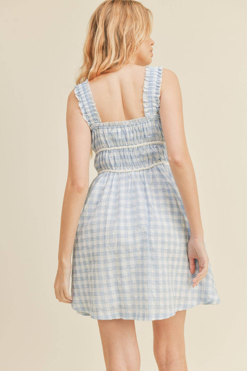 Gingham Mini Dress - Blue