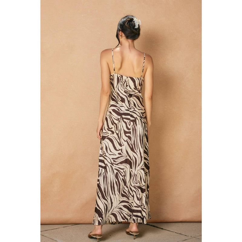 Maxi Dress - Brown & Ecru Animal Print