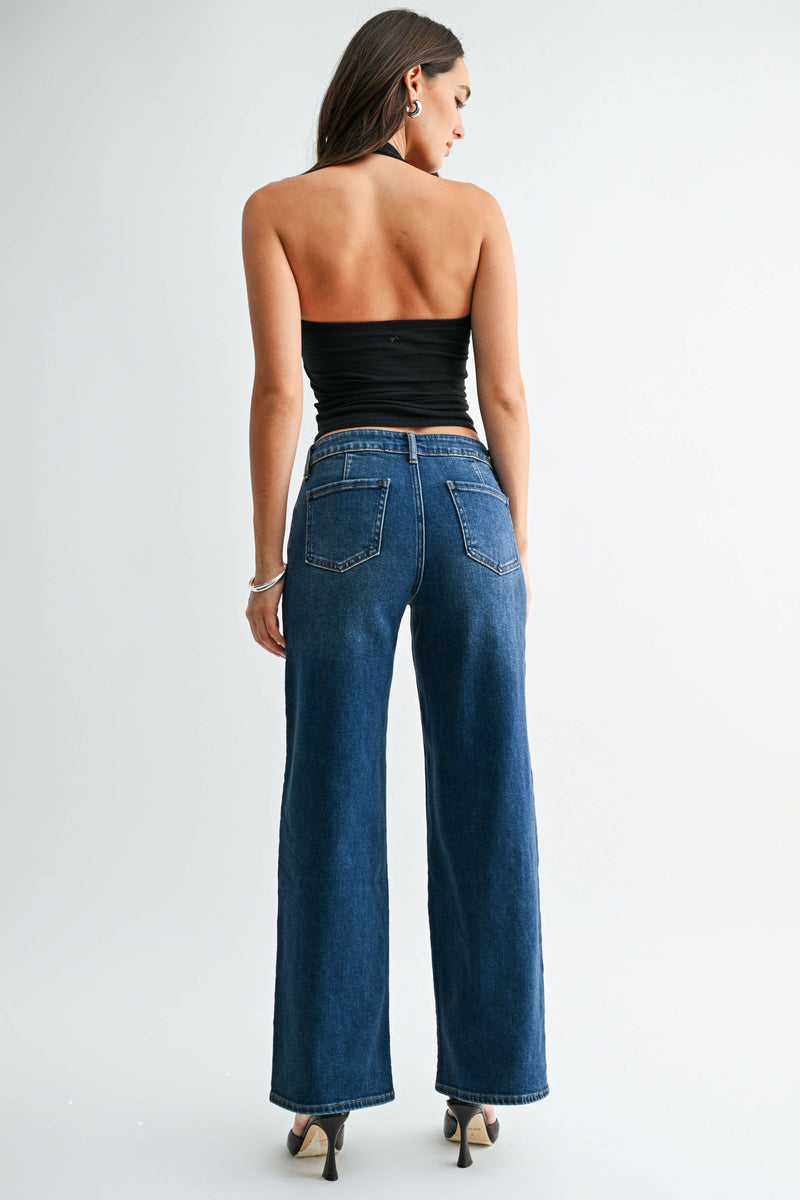 Just Black Denim • Low Rise Straight Jeans - Dark Denim
