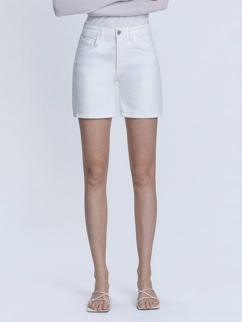 Vervet • High Rise Midi Shorts - Optic White