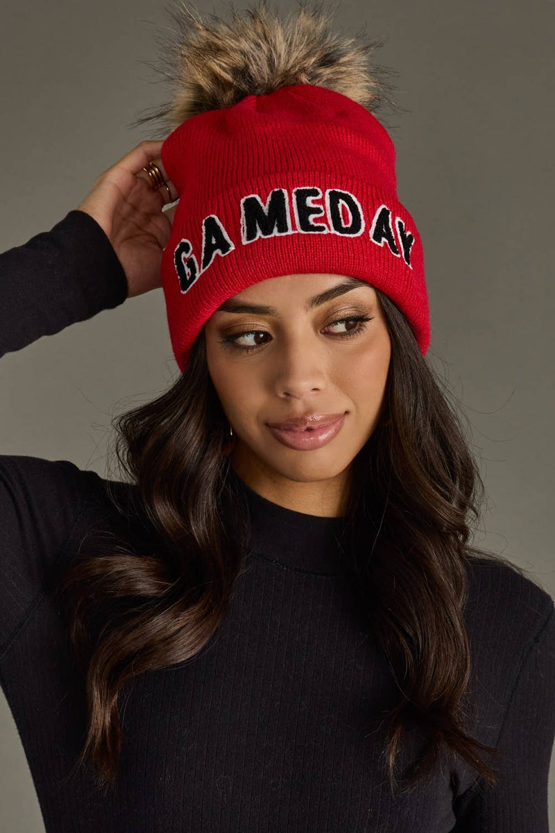 Game Day Red Pom Hat