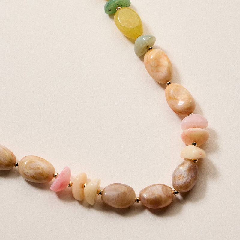 Organic Resin Bead Necklace - Natural