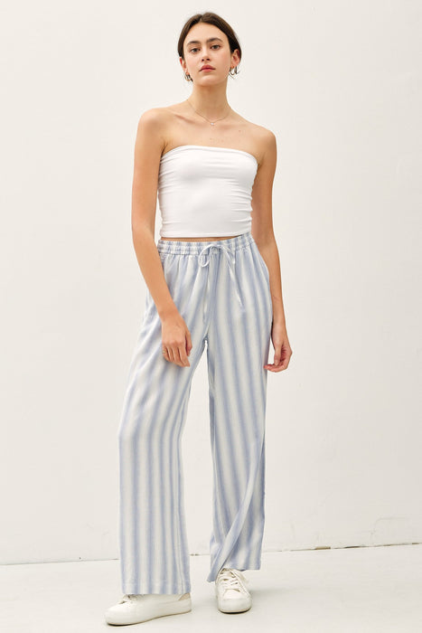 Ombre Striped Linen Pants - Chambray