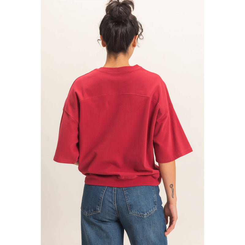 Washed Cotton T-Shirt - Dark Red