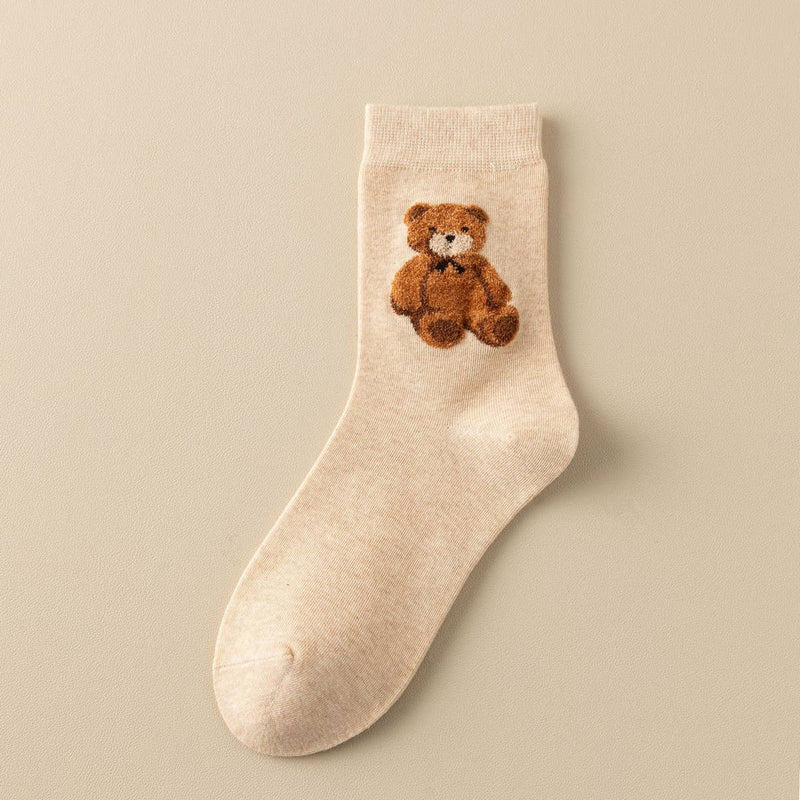 Brown Bear Socks - Beige