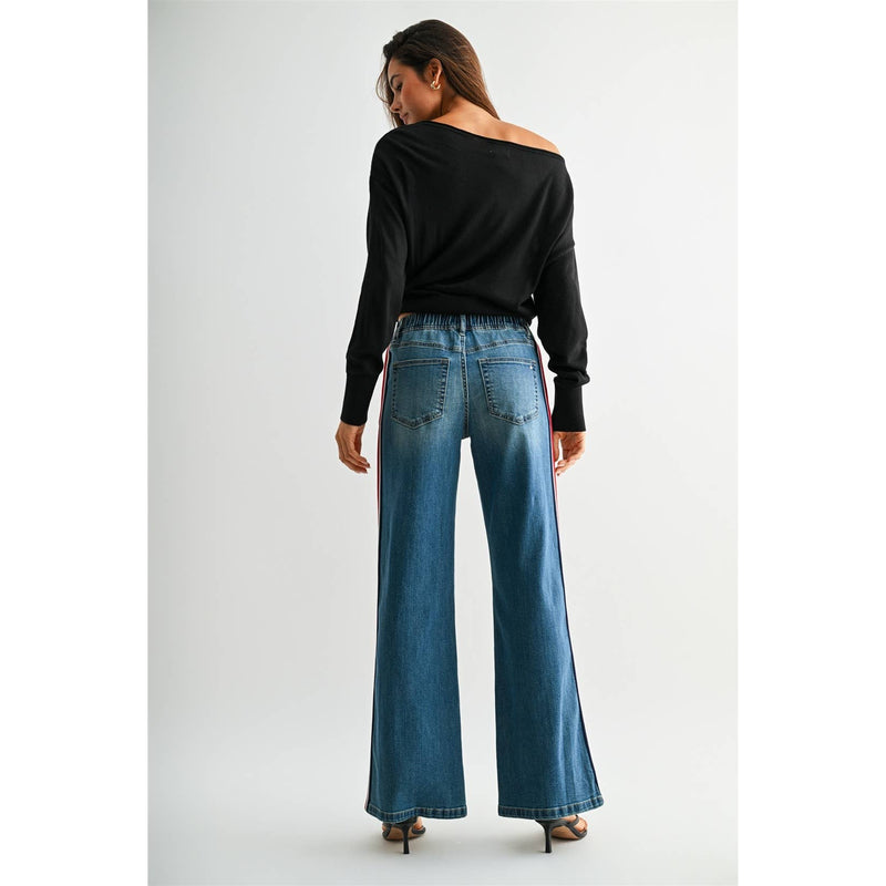 Mica Denim • High Rise Wide Joggers - Dusty Gumbo
