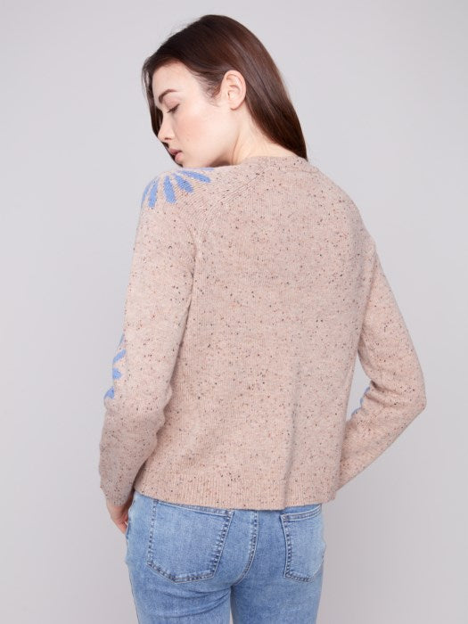 Neps Yarn Raglan Mock Neck Sweater - Nutmeg