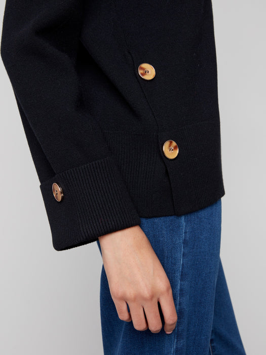 Solid V Neck Sweater - Black