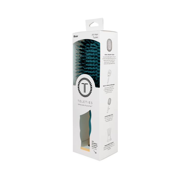 Teleties • Boar Full Size Brush - Teal With It