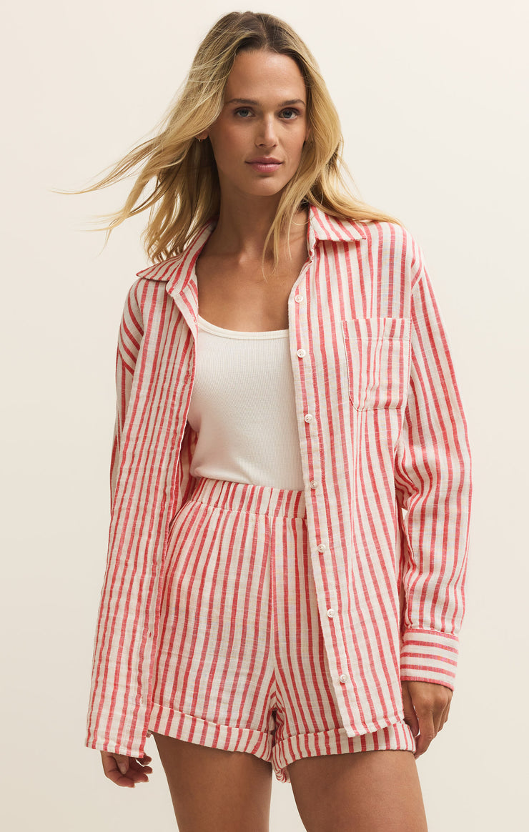 Z Supply • Saturdays Stripe Shirt - Crimson Crush
