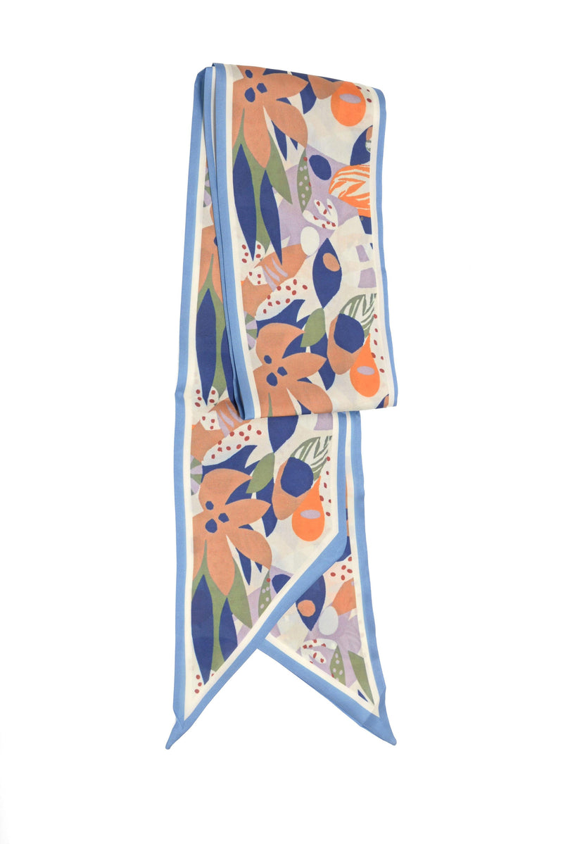 Blue Leafy Double Sided Scarf