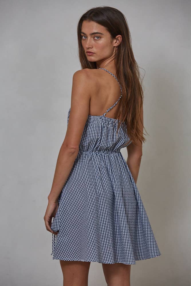 Gingham Mini Dress - Navy