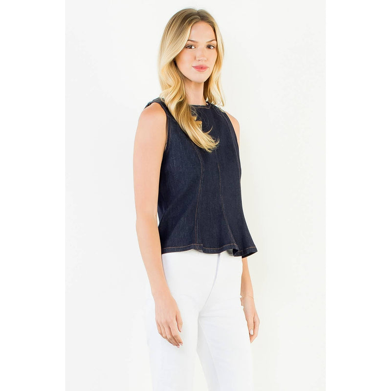Sleeveless Denim Peplum Top