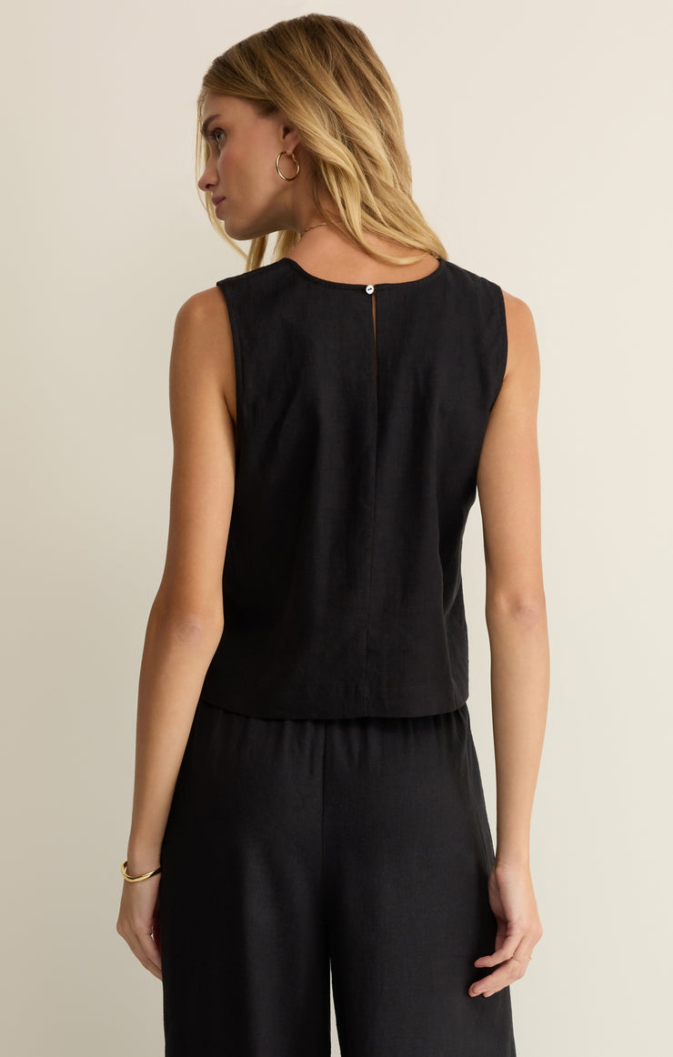 Z Supply • Sloane Linen Cropped Tank - Black