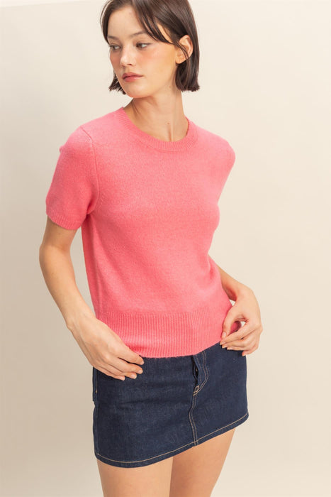 Sweater Top - Taffy Pink