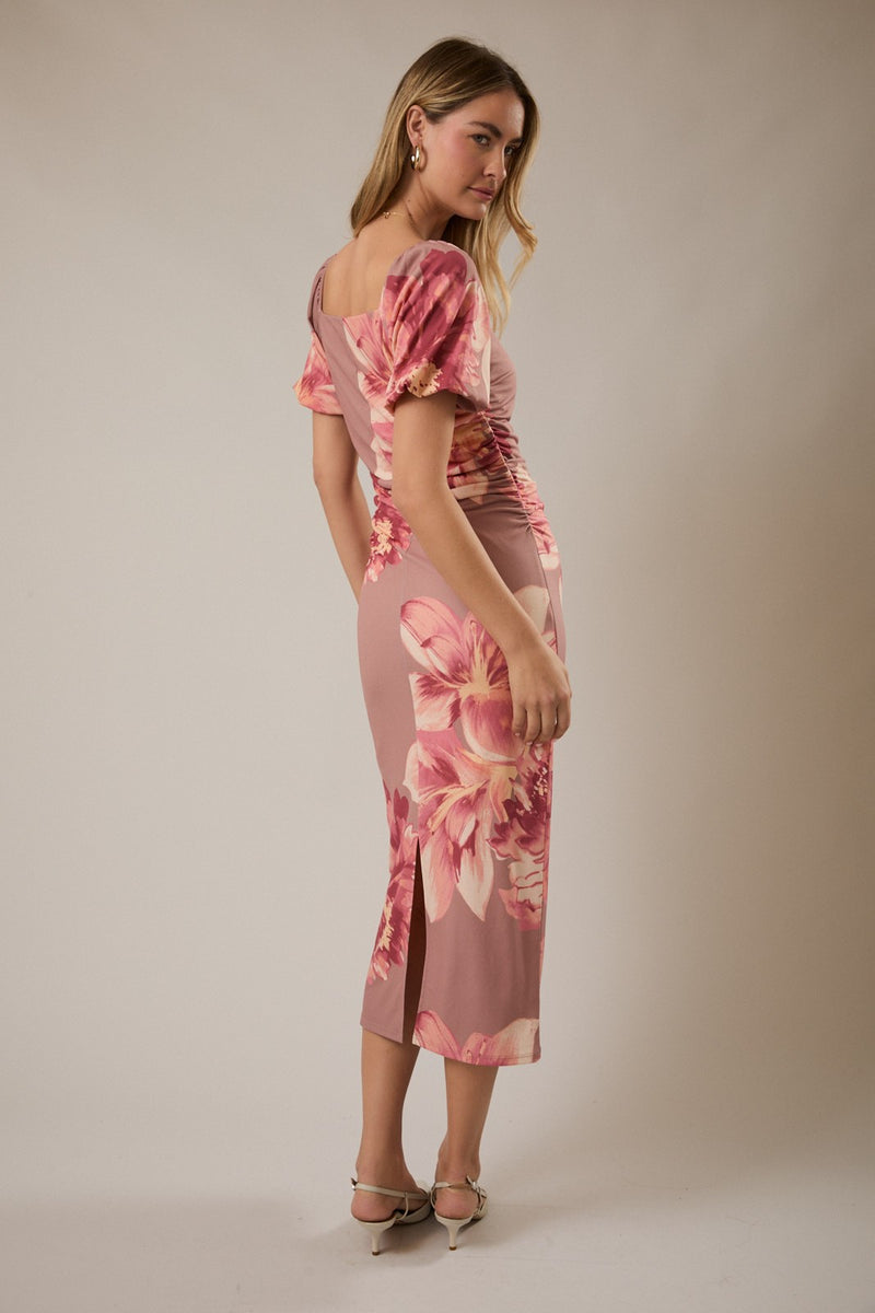 Floral Midi Dress - Mauve