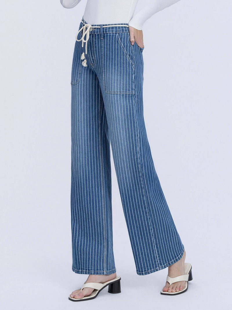Lovervet • High Rise Wide Leg Jeans - Striped