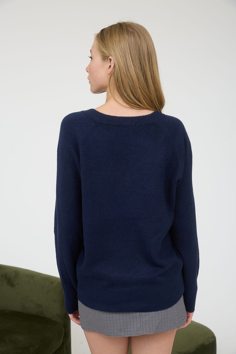 V Neck Sweater - Navy