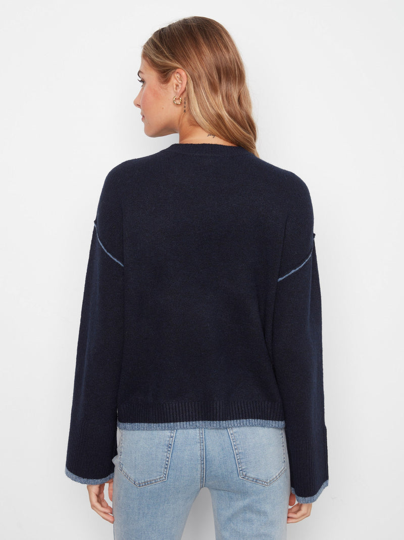 Charlie B • Crew Neck Sweater W/ Hem Detail - Navy