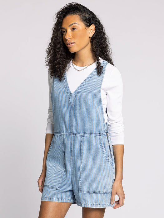 Thread & Supply • Romper - Washed Indigo Stripe