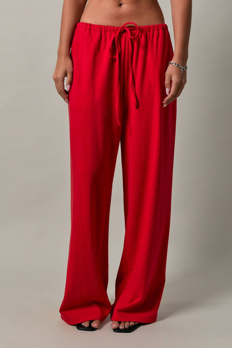 Wide Leg Pants - Red